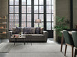 Brera Sofa Bed in brown and blue fabric showing front angle