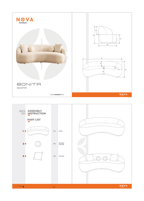 Emily Ivory Velvet Sofa and Loveseat set front angle