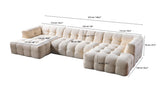 Ivy Sand Boucle Double Chaise 146" Sectional dimension view