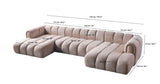Lis Sand Boucle Double Chaise 147" Sectional dimension view