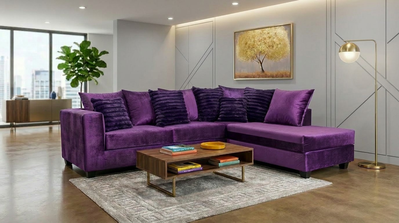 Kora Purple 2-Piece Fabric Sectional Sofa from Decor Furniture