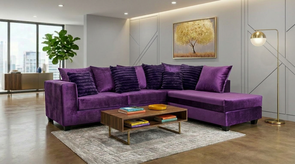 Kora Purple 2-Piece Fabric Sectional Sofa from Decor Furniture