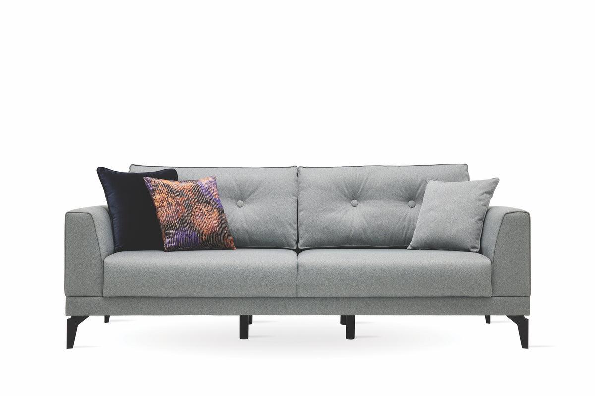 Cordell Light Gray 3-Seater Sofa Bed side view with arm detail