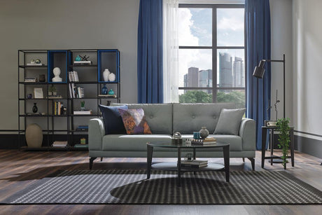 Cordell Light Gray 3-Seater Sofa Bed front angle showing upholstery