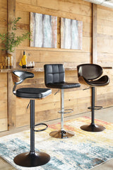 Angled view of Bellatier black chrome bar stool