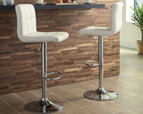 Close-up of bone-colored faux leather upholstery on Bellatier Bar Stool