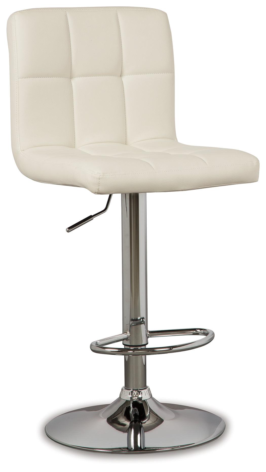 Side view of Bellatier Bone Adjustable Height Bar Stool highlighting adjustable height