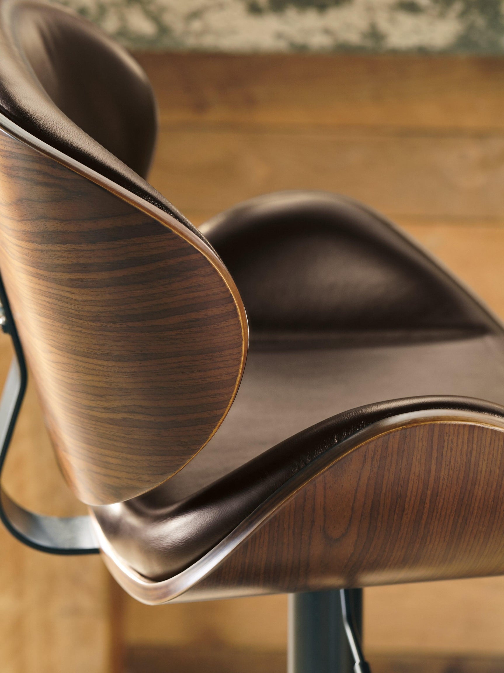 Close-up of Bellatier Brown Faux Leather Upholstered Seat