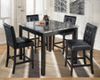 Maysville black square counter height dining table with four tufted black bar stools set