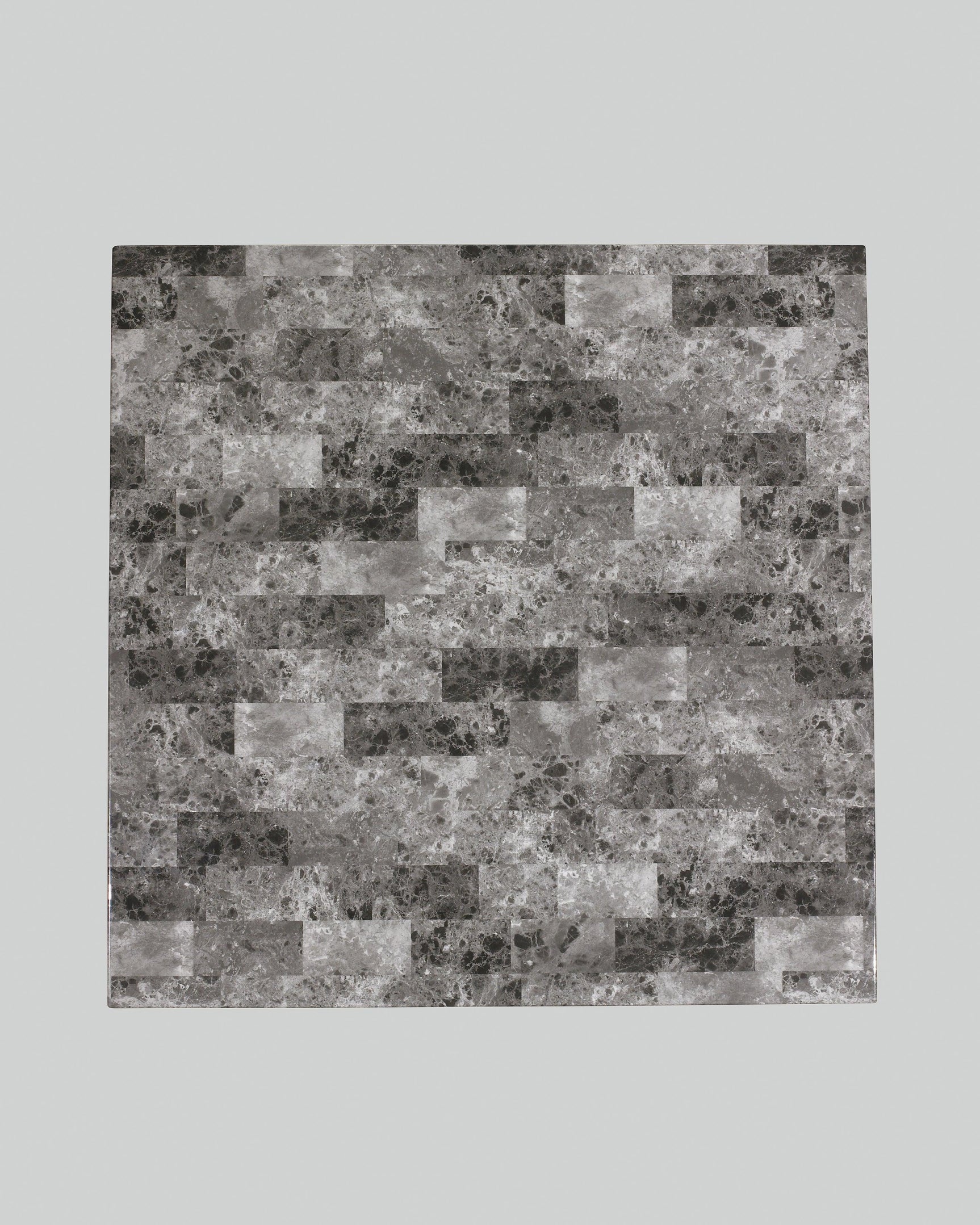 Top view of Maysville square counter height dining table showing gray faux marble laminated surface