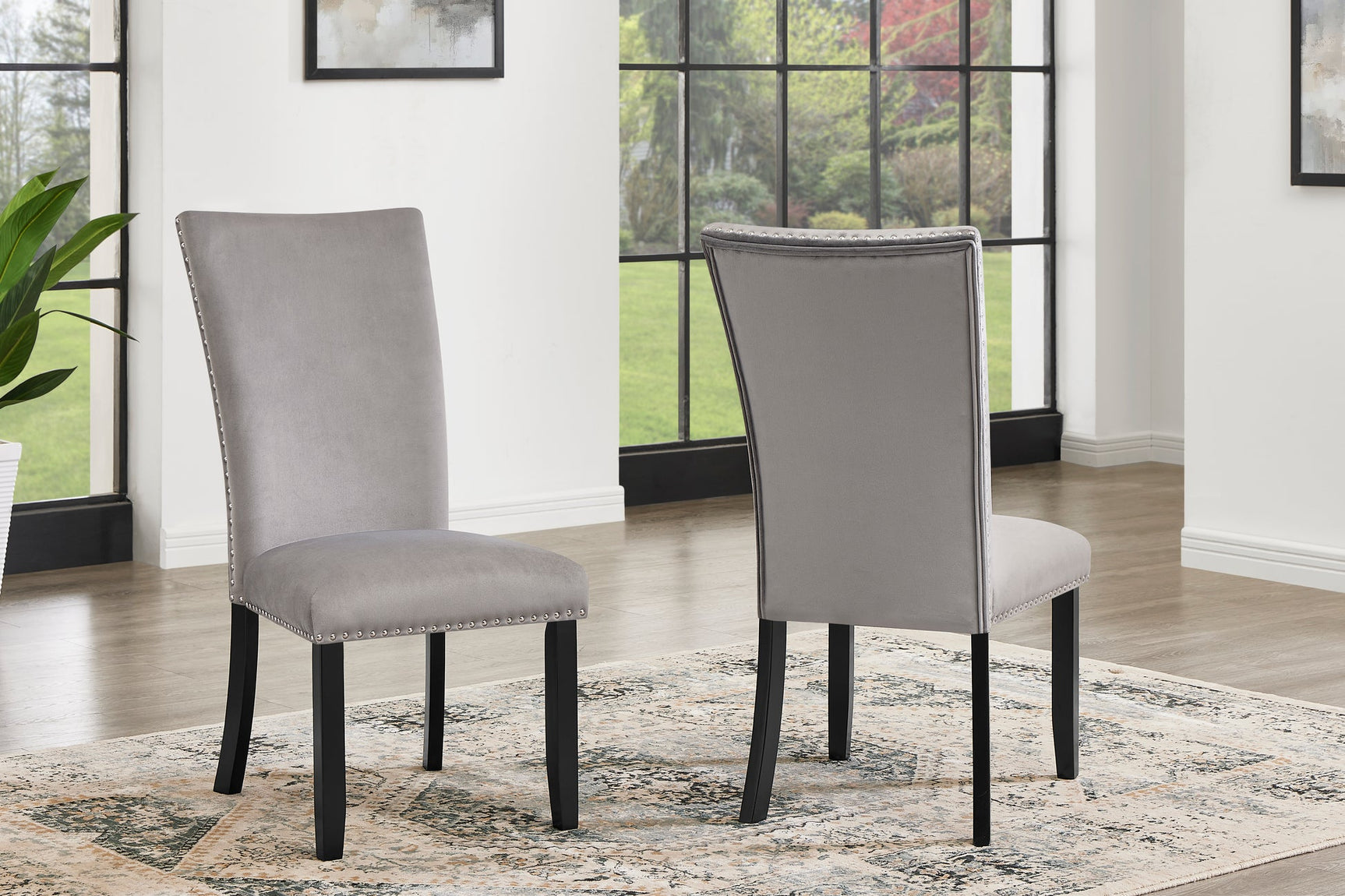Detail close-up of Larry Grey Dining Room Set furniture