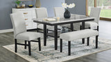 main view of Marbelle Gray Dining Room Set dining table and chairs