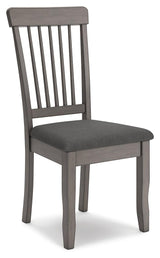 Shullden Gray Dining Chair angled side view