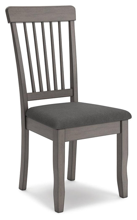 Shullden Gray Dining Chair angled side view