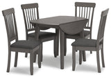 Shullden Gray Drop Leaf Dining Table by Ashley – full view with leaves folded