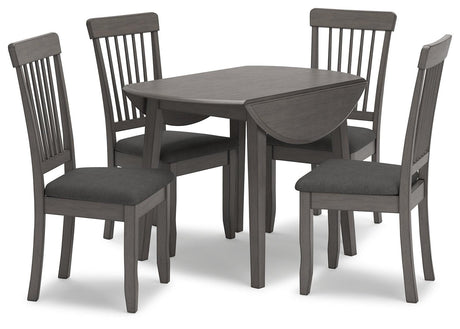 Shullden Gray Drop Leaf Dining Table by Ashley – full view with leaves folded