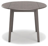 Shullden Gray Drop Leaf Dining Table by Ashley – one leaf down side view