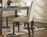 Kimonte Ivory Dining Chair front angle with black wood frame and ivory upholstery