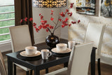 Lifestyle image of Kimonte Ivory Dining Chair next to matching Kimonte dining table