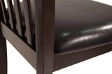 Closeup of Hammis Dark Brown Upholstered Dining Chair seat cushion