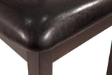 Closeup of Hammis Dark Brown Upholstered Dining Chair wood frame detail