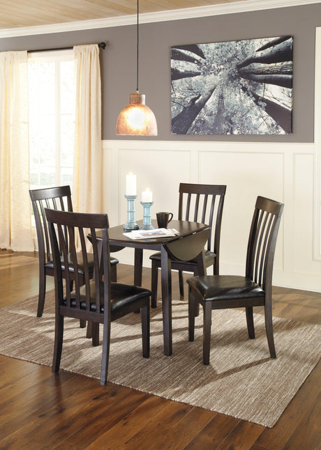 Overhead view of Hammis dark brown drop leaf table
