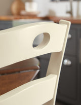 Detail of Woodanville chair wood finish and seat