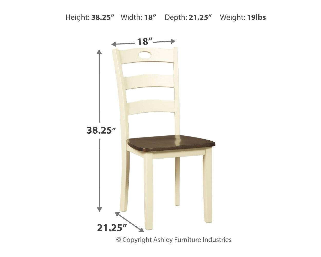 Woodanville dining chair dimensions diagram