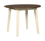 Woodanville cream and brown dining drop leaf table side view