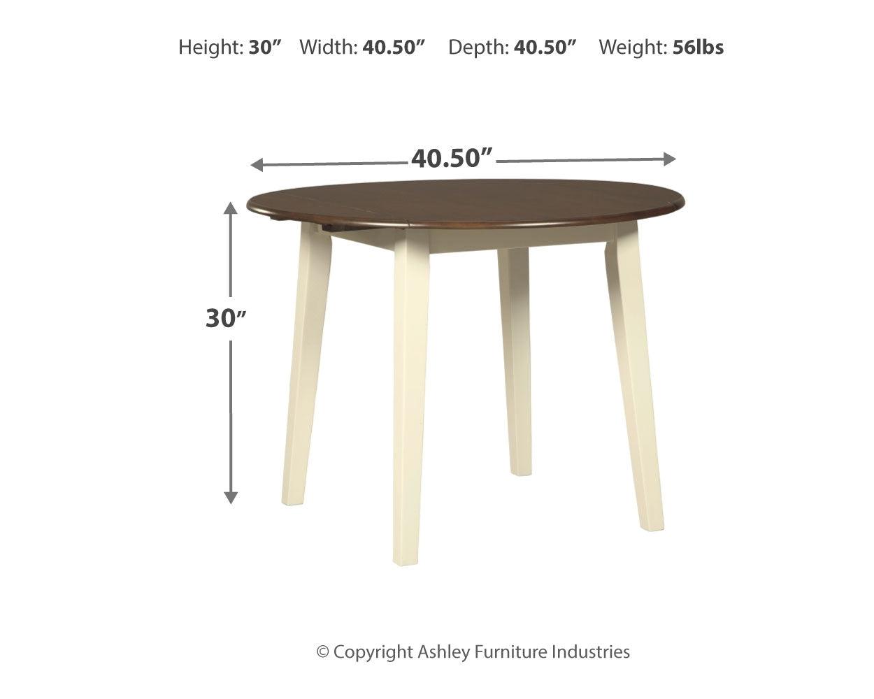 Dimensions diagram for Woodanville dining table