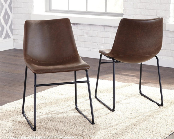 Centiar Brown Faux Leather Dining Chair front angle
