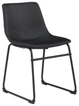 Centiar black dining chair front angle with bucket seat and metal base