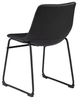 Centiar black dining chair showing back angle and metal frame