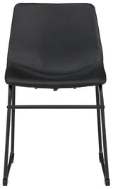 Centiar black dining chair head-on view with bucket seat