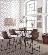 Centiar Brown Faux Leather Counter Height Bar Stool in kitchen setting