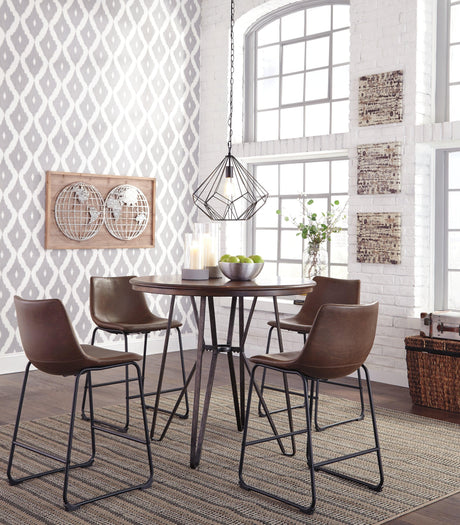 Centiar Brown Faux Leather Counter Height Bar Stool in kitchen setting
