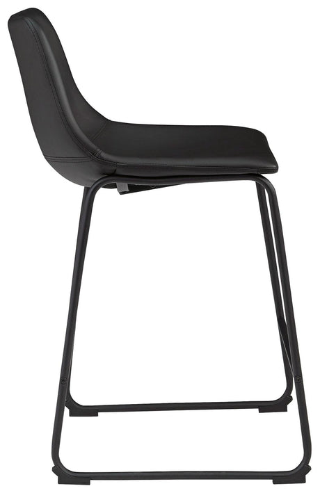 Centiar Black Counter Height Bar Stool side angle view showing footrest
