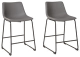 Centiar Gray Upholstered Counter Height Bar Stool angled side view