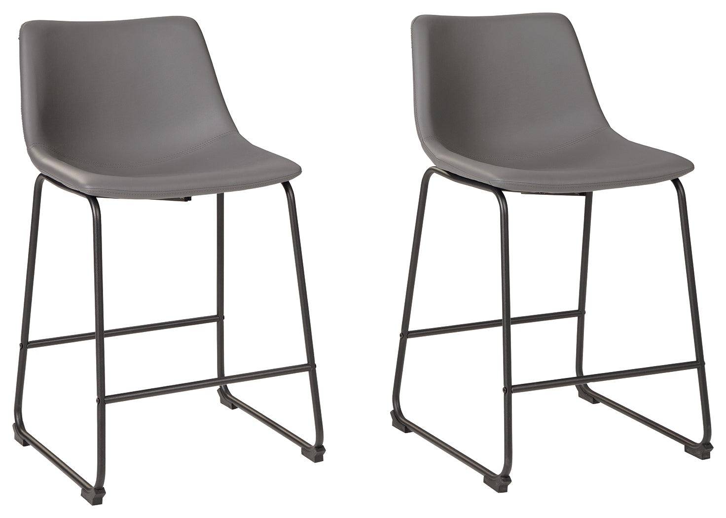 Centiar Gray Upholstered Counter Height Bar Stool angled side view
