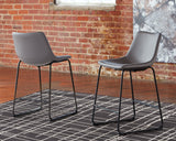 Close-up of gray faux leather bucket seat on Centiar bar stool