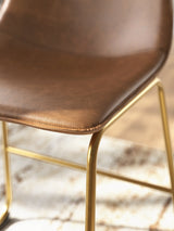 Detailed view of goldtone metal frame finish