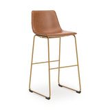 Ciabori Bar Stool side profile in brown faux leather