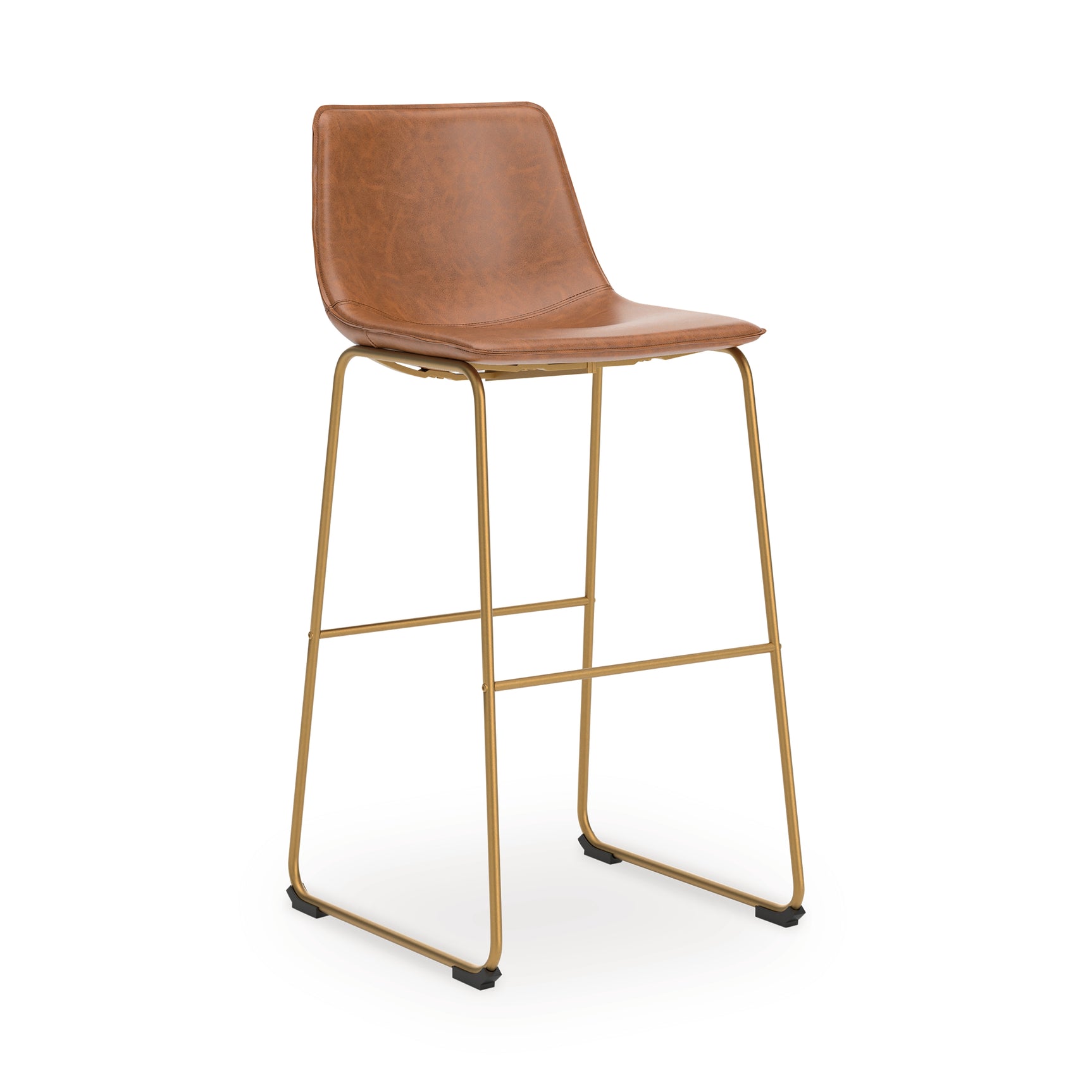 Ciabori Bar Stool side profile in brown faux leather