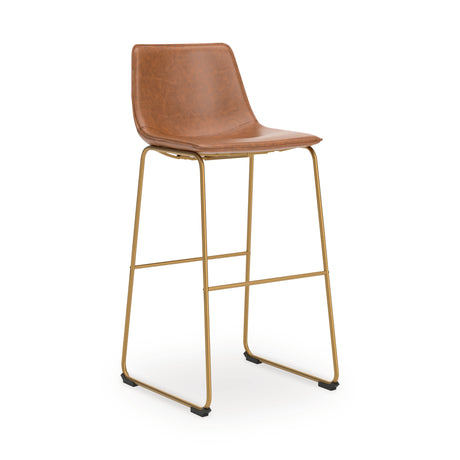 Ciabori Bar Stool side profile in brown faux leather