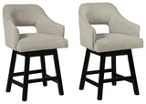 Tallenger Linen Brown Bar Stool angled side view