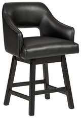 Tallenger Black/Dark Brown Counter Height Bar Stool swivel feature