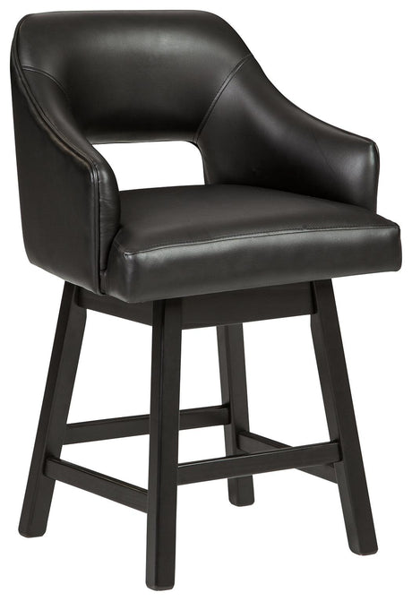 Tallenger Black/Dark Brown Counter Height Bar Stool swivel feature