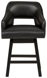 Tallenger Black/Dark Brown Counter Height Bar Stool backrest detail