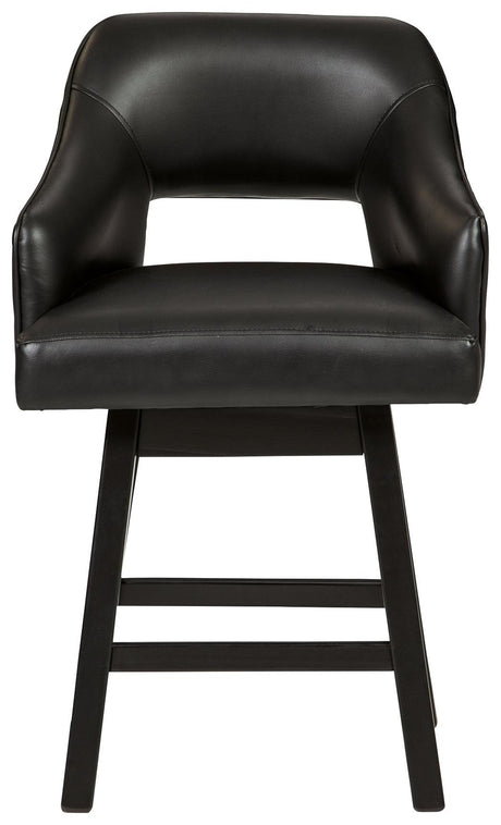 Tallenger Black/Dark Brown Counter Height Bar Stool backrest detail
