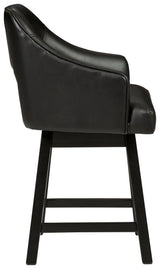 Tallenger Black/Dark Brown Counter Height Bar Stool footrest detail
